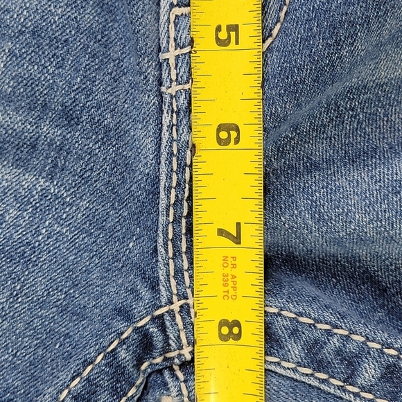 Miss Me Jeans Size 29 28X33 Bootcut Boot Leather Trim Thick Stitch Low Rise - Picture 13 of 16